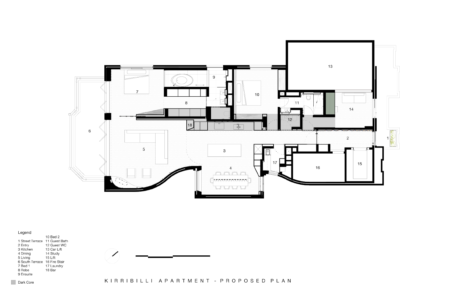 Kirribilli Apartment proposed plan- an interior fit-out project by McGregor Westlake Architecture