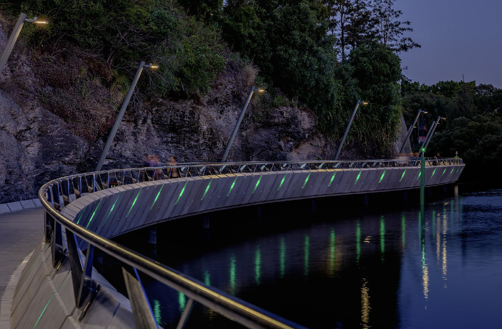 Parramatta Escarpment Boardwalk at night- Urban infrastructure cycleway by McGregor Westlake Architecture