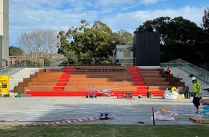 Alumni Park Tribune in construction by McGregor Westlake Architecture