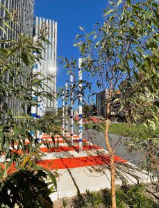 UNSW Alumni Park Vertical Elements through Native Vegetation