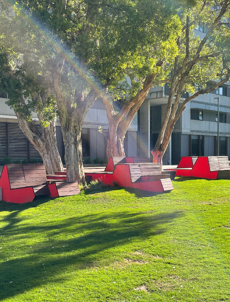 UNSW Alumni Park, Vermillion Seating in the Shade